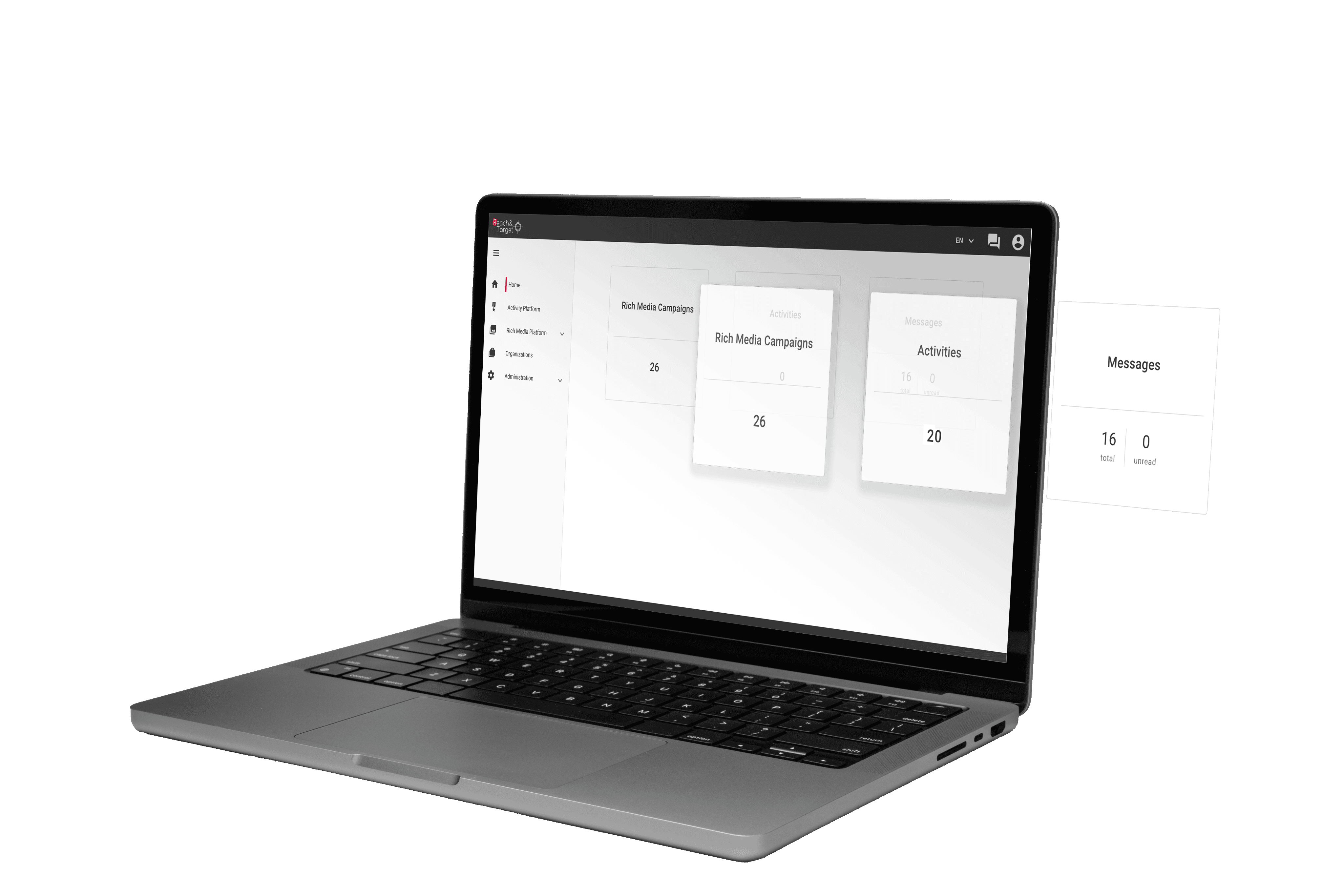 Платформа Reach&Target на экране ноутбука